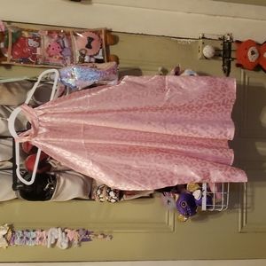 Pink cheetah print metallic mini dress